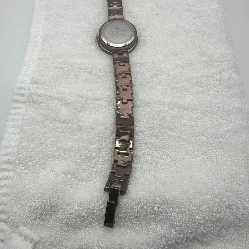 Amparo SW-1302 Women’s Crystal Bracelet Watch Plum Tone Quartz